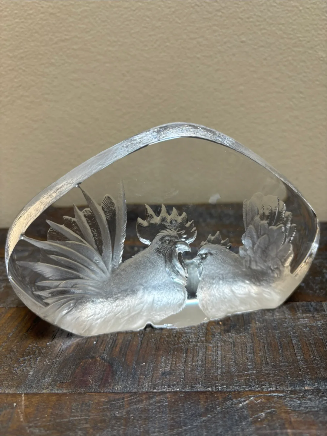 🇨🇦Mats Jonasson Sweden Crystal Rooster Sculpture thumbnail