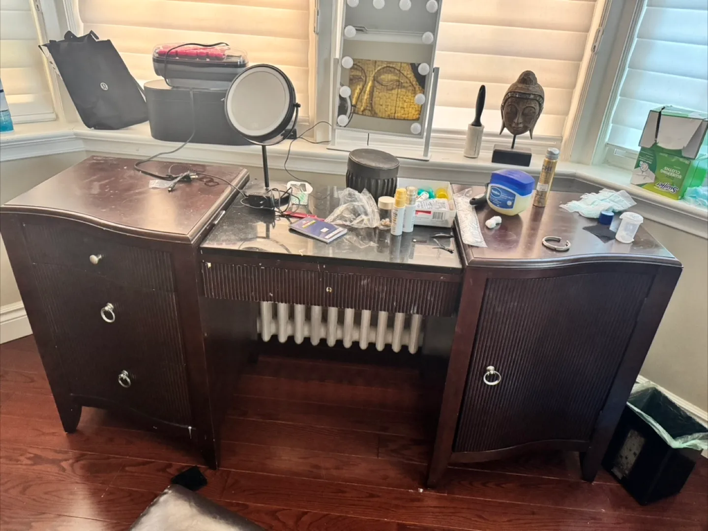 Dark Wood Vanity Desk thumbnail