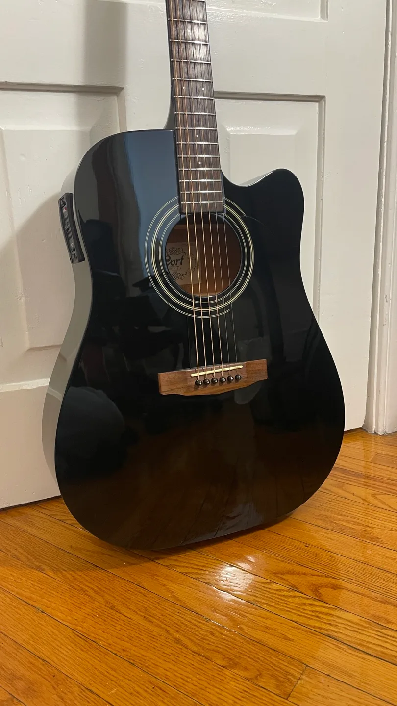 Cort Dreadnought Cutaway Black Acoustic Guitar with Pickup thumbnail