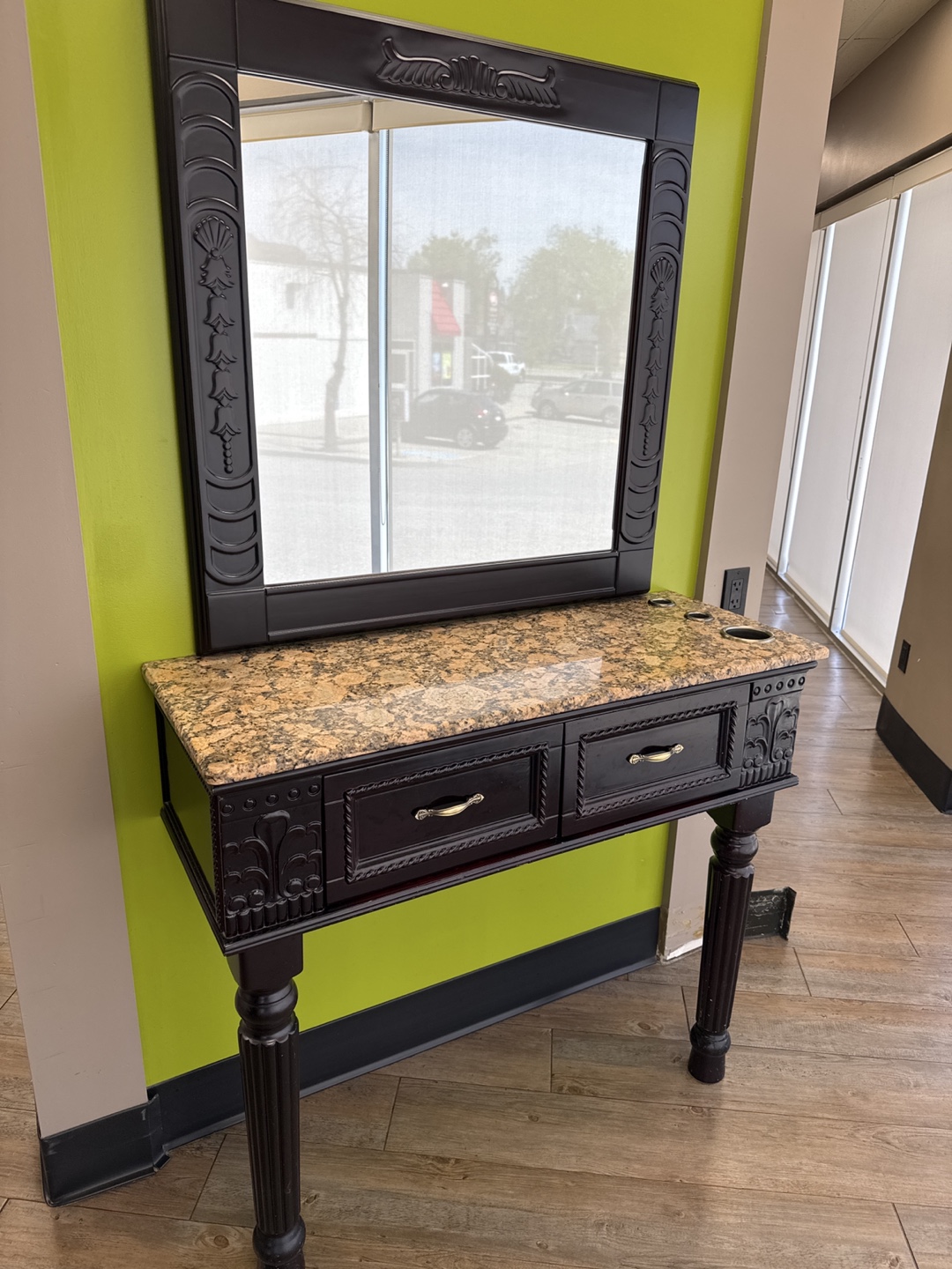 Dark Brown Vanity Table with Mirror