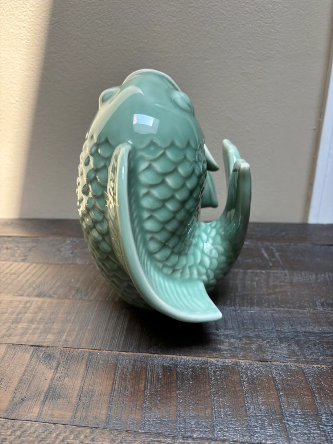 Green glazed Ceramic Fish sculpture image indicator(3)