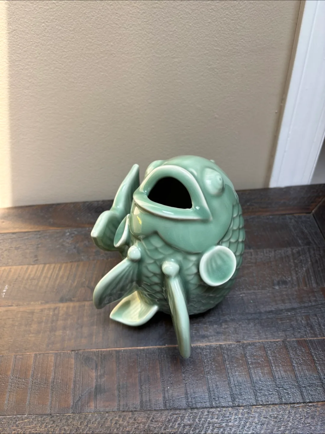 Green glazed Ceramic Fish sculpture image indicator(5)
