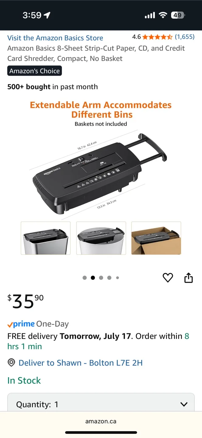 Amazon Basics 8-Sheet Strip-Cut Paper Shredder image indicator(4)