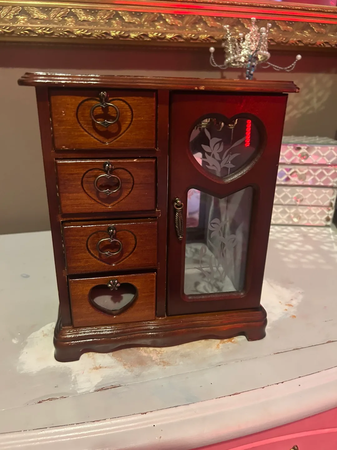 Wooden Jewelry Box with Drawers thumbnail
