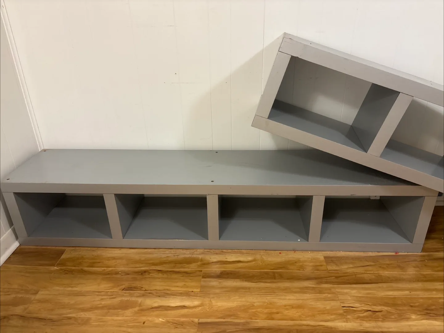 Grey Storage Bench with Cubbies image indicator(2)