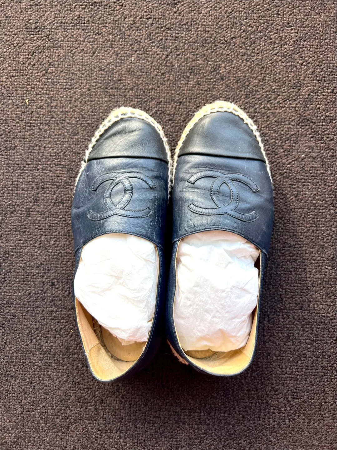 Authentic Chanel Espadrilles Black Navy Blue - Size 37 thumbnail