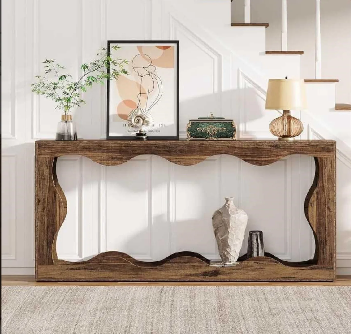 Console Table, Brown Wood, 63" x 33.46" thumbnail