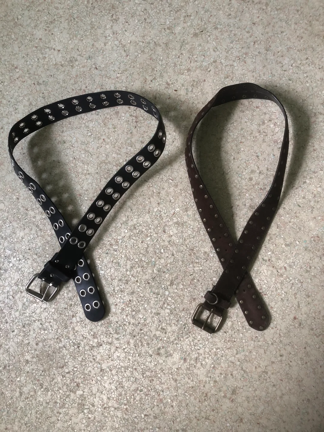 Two Stylish Belts - Black Leather & Brown Suede thumbnail