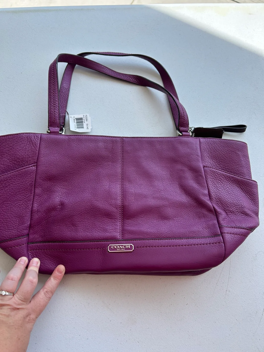 Coach Purple Leather Tote Bag thumbnail