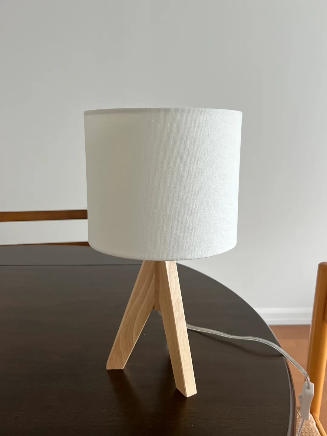 Two wooden tripod lamps thumbnail