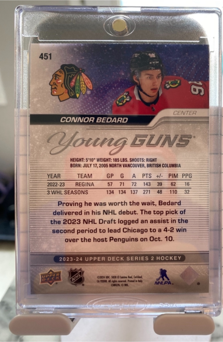 Connor Bedard Young Guns Hockey Card - photo 2