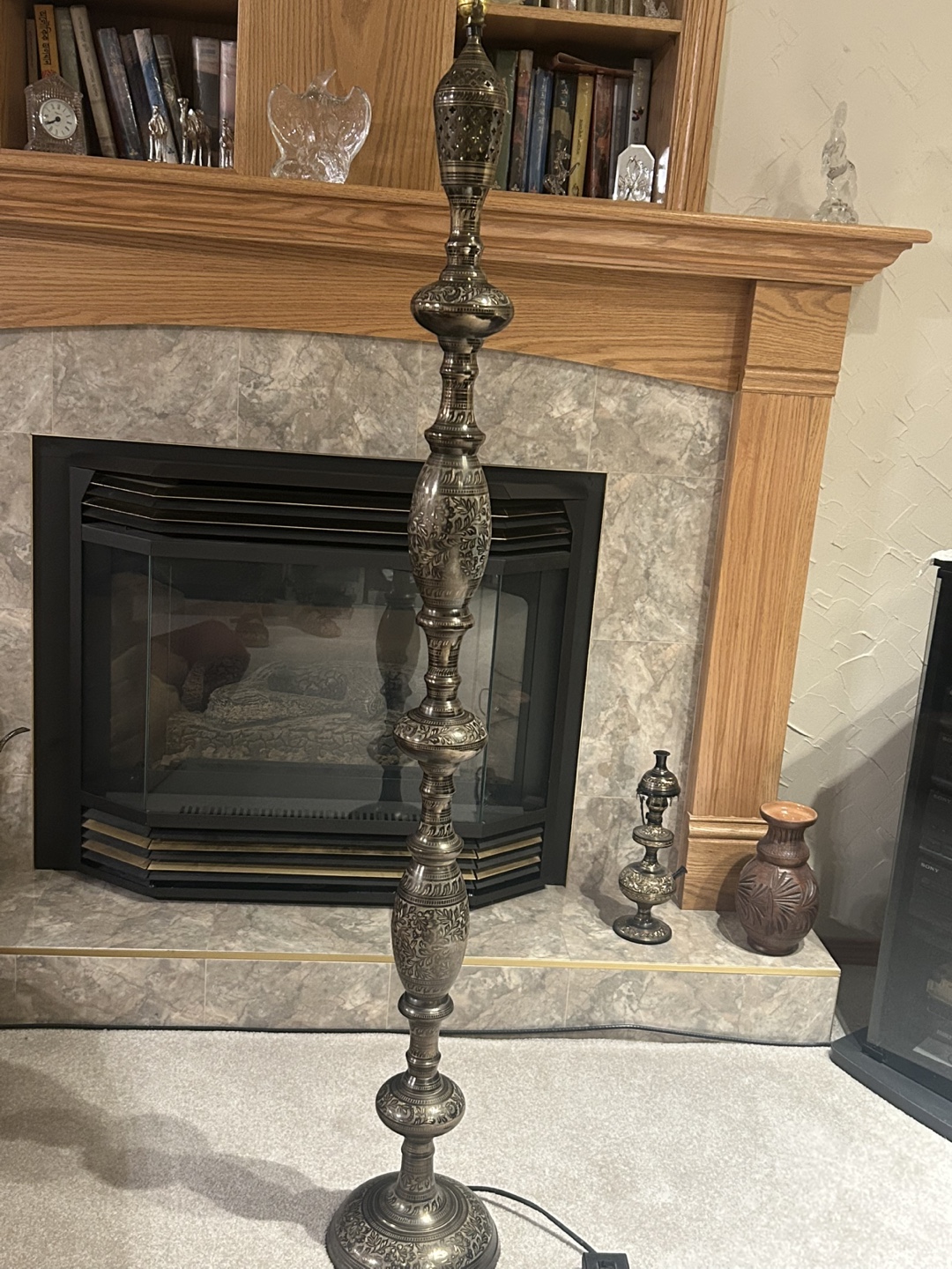 Vintage Ornate Brass Floor Lamp - photo 2