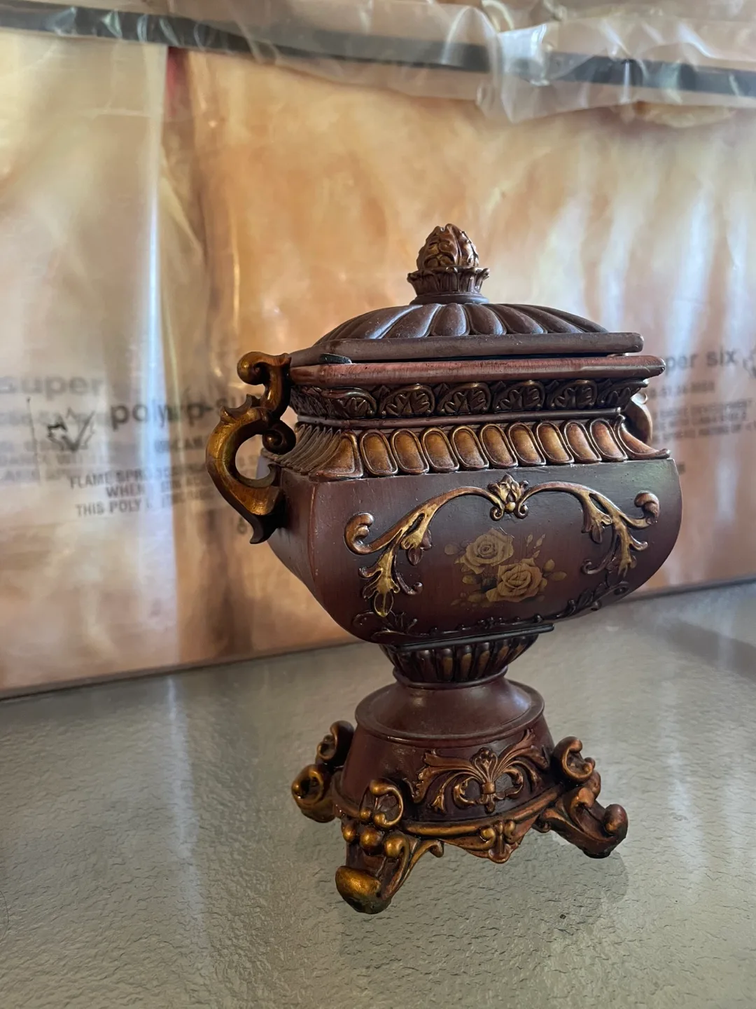 Decorative Brown & Gold Trinket Box thumbnail