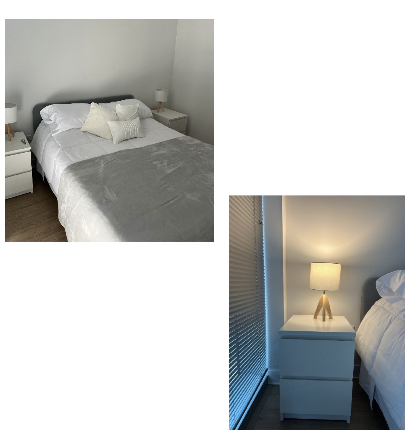 Bedroom Set : Queen Bed + Mattress + 2 Nightstands + 2 Lamps - photo 2