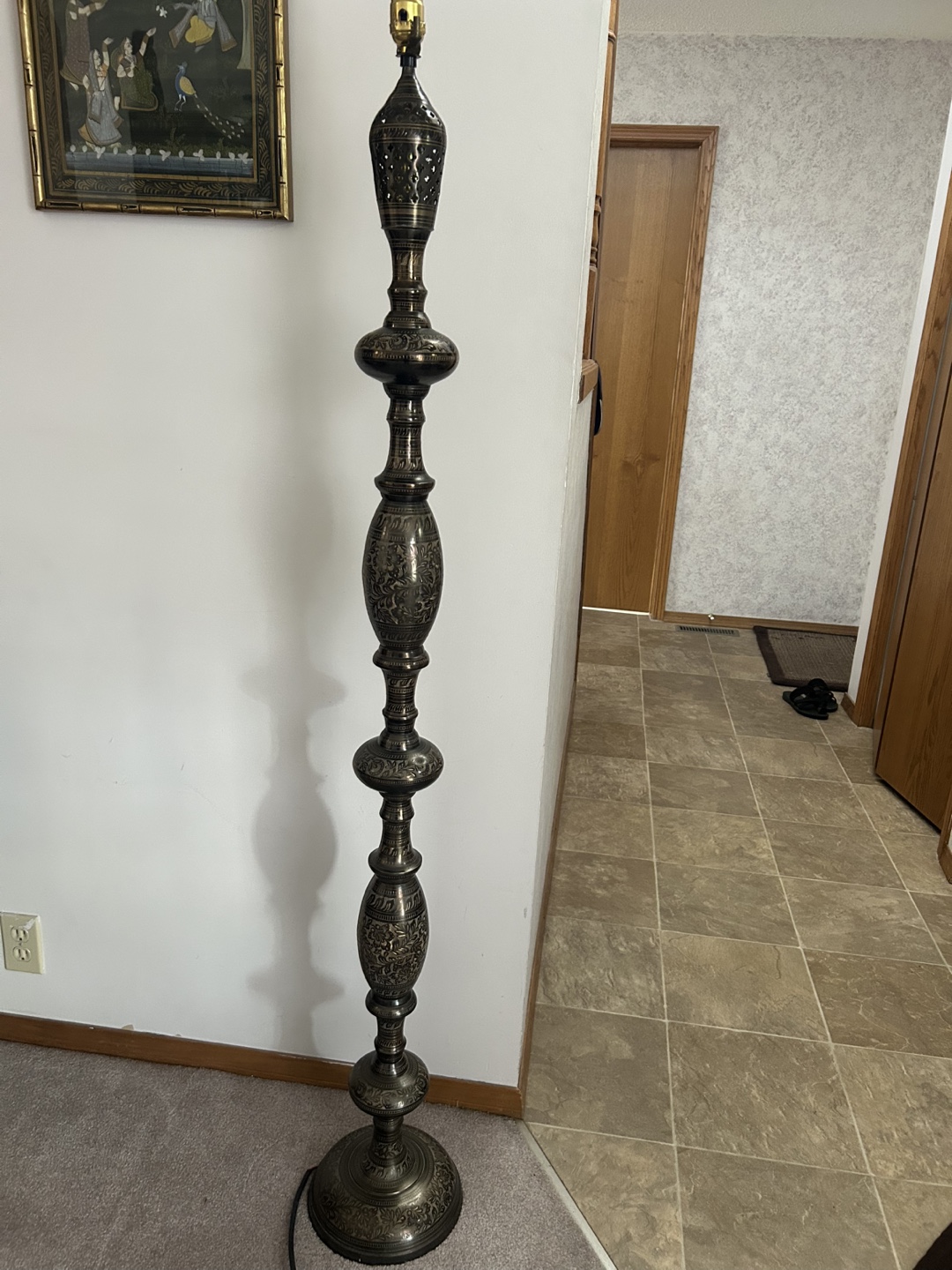 Vintage Ornate Brass Floor Lamp - photo 4