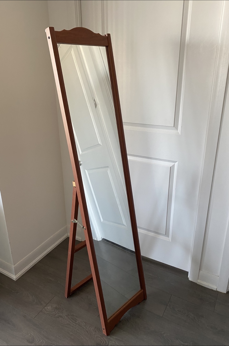 Standing Cheval Mirror - Brown Wood Frame