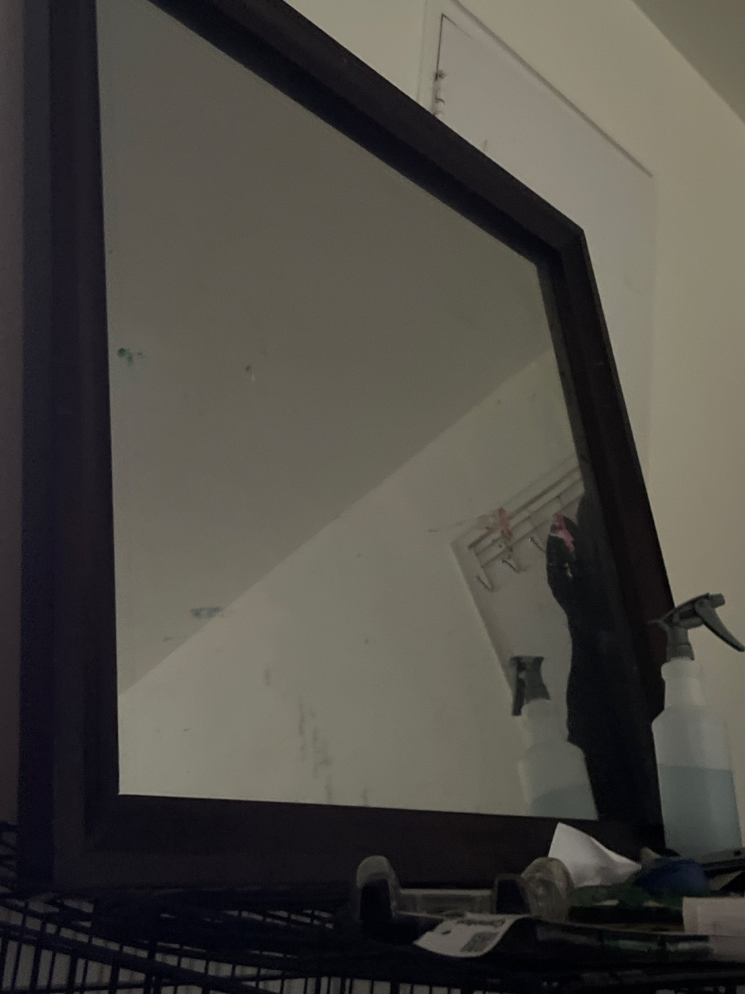 Mirror with Dark Brown Frame