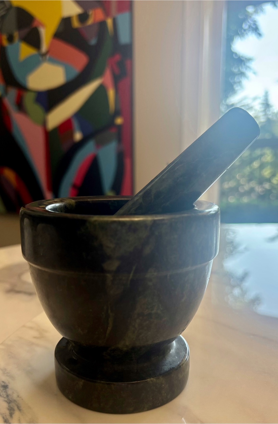 🇨🇦 Mortar and Pestle Set - Green Marble