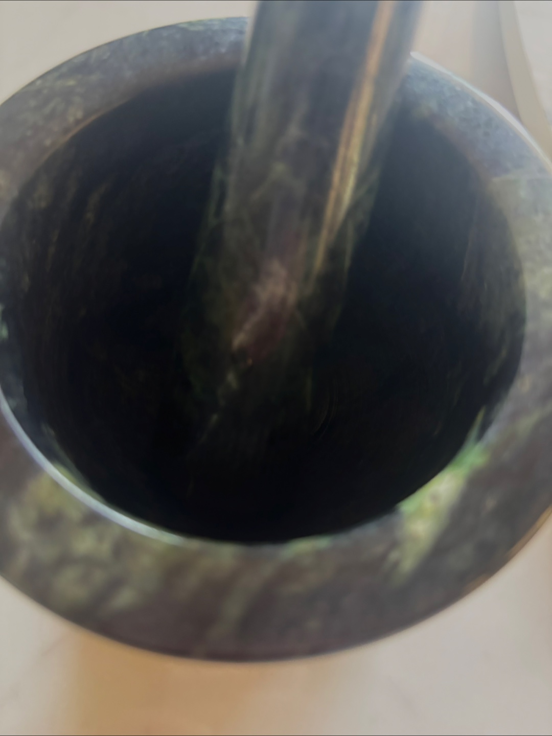 🇨🇦 Mortar and Pestle Set - Green Marble - photo 2