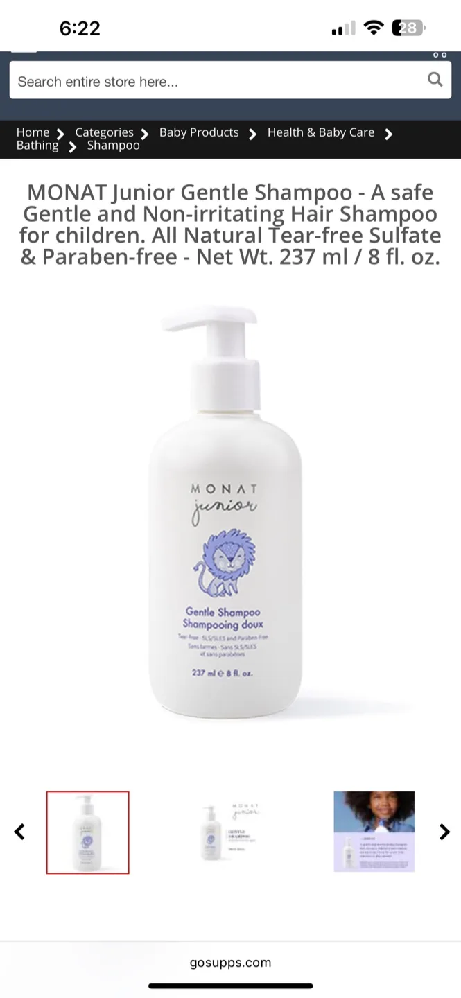 MONAT Junior Gentle Shampoo 237ml thumbnail