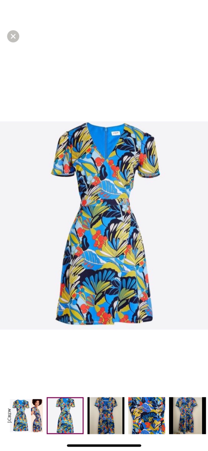 J. Crew Faux Wrap Front Lined Floral Mini Dress Blue, - photo 2