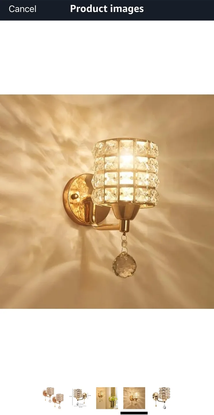 New in box - Set of 2 Modern Crystal Gold Sconce image indicator(3)