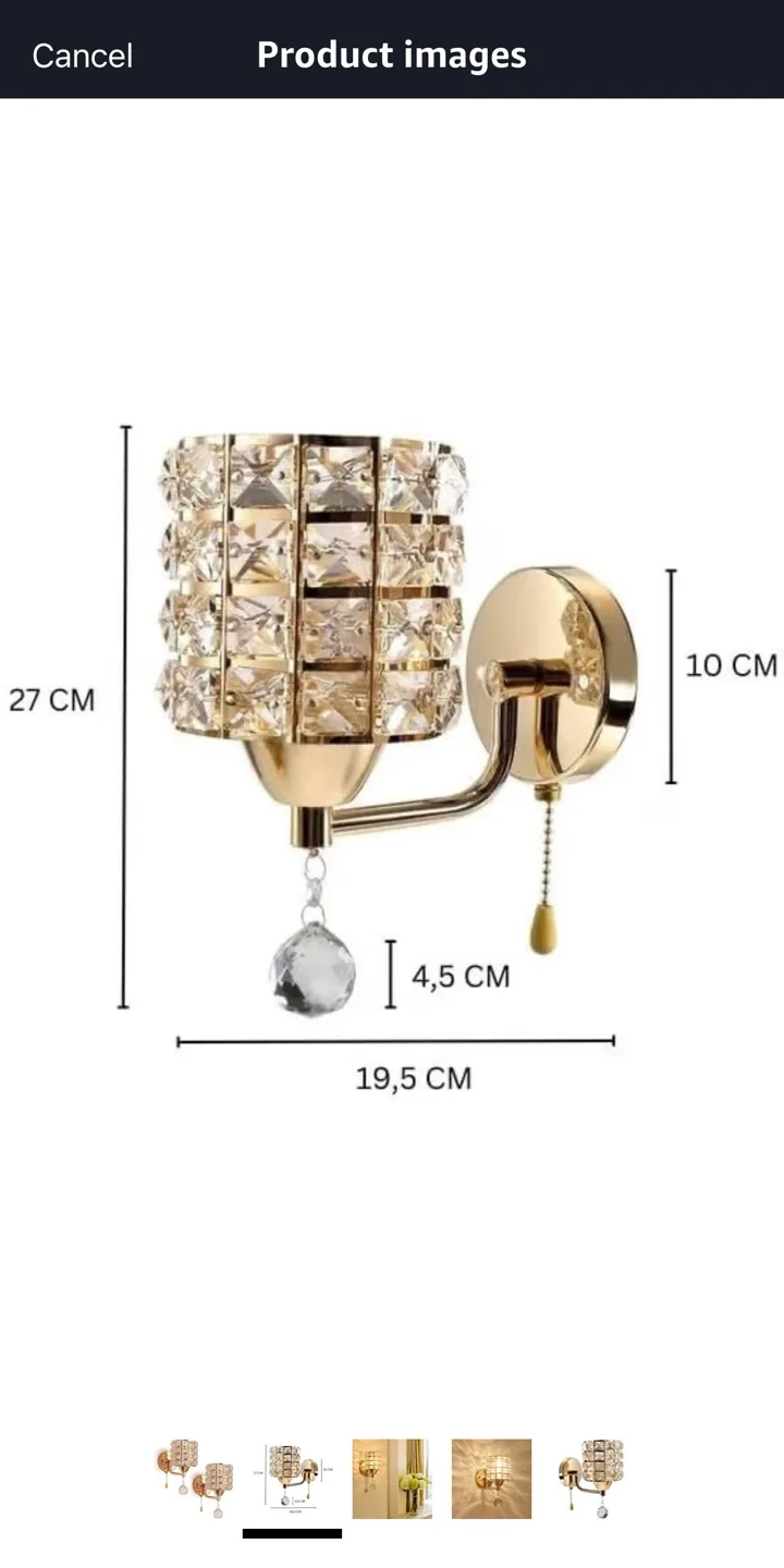 New in box - Set of 2 Modern Crystal Gold Sconce image indicator(2)