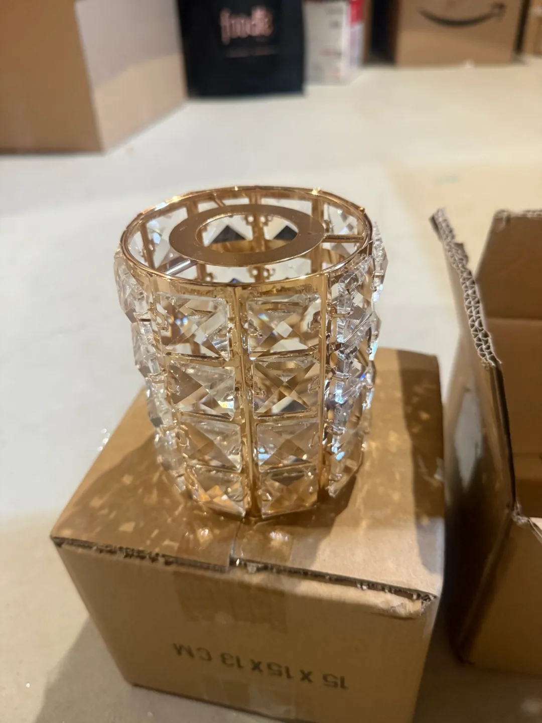 New in box - Set of 2 Modern Crystal Gold Sconce image indicator(4)