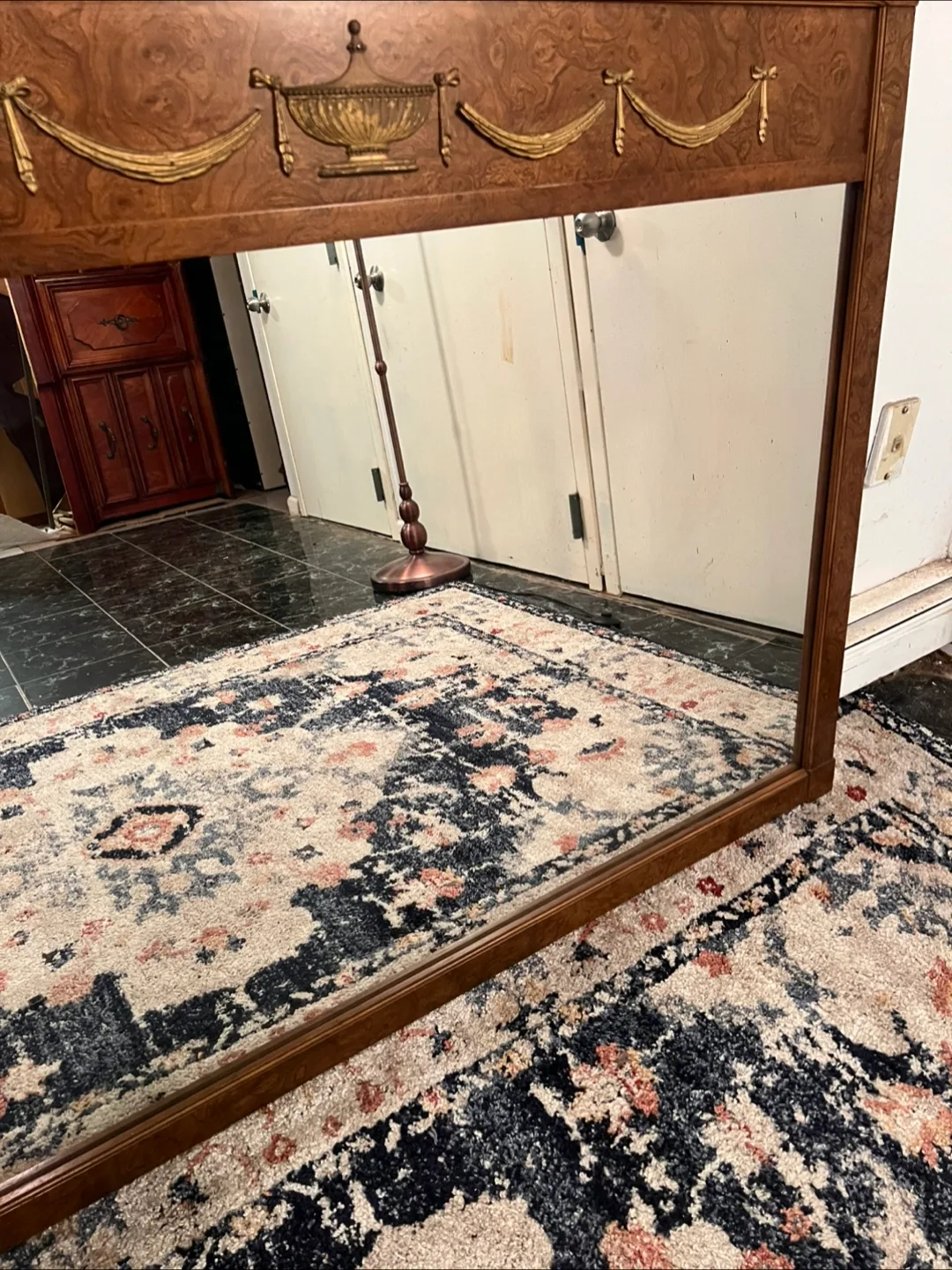 Extra Large Vintage Mirror w/Wood Frame - Delivery Extra image indicator(4)