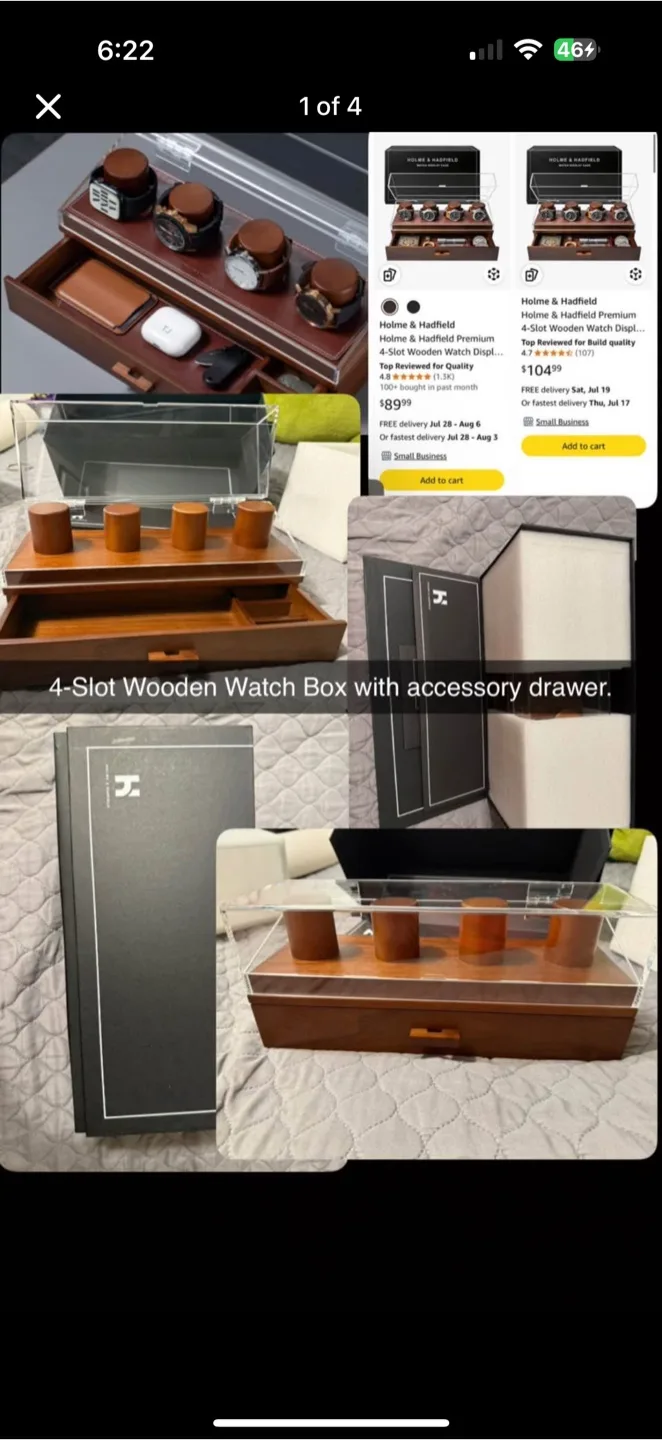 Holme & Hadfield 4-Slot Wooden Watch Box thumbnail