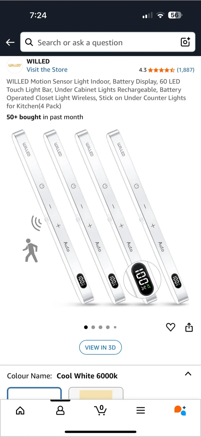 Motion Sensor Light - 4 Pack - Cool White thumbnail
