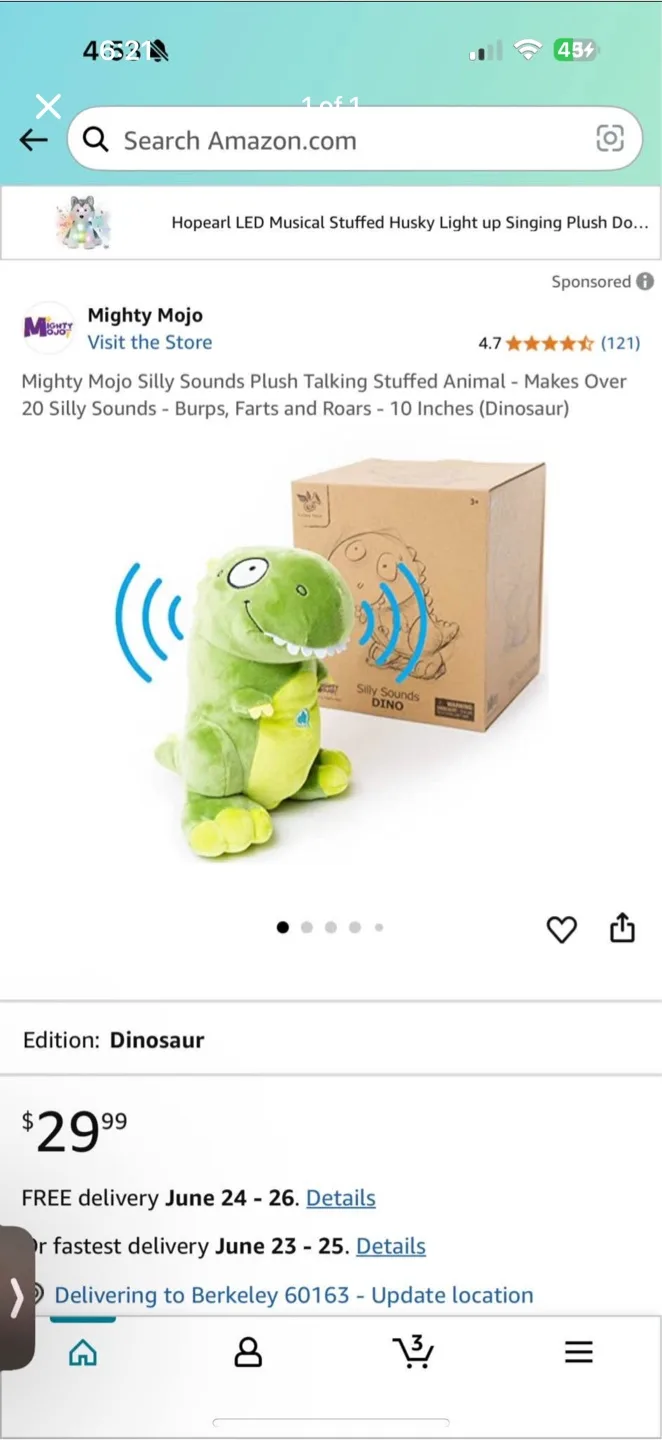 Mighty Mojo Silly Sounds Dinosaur Plush - 10 Inches thumbnail