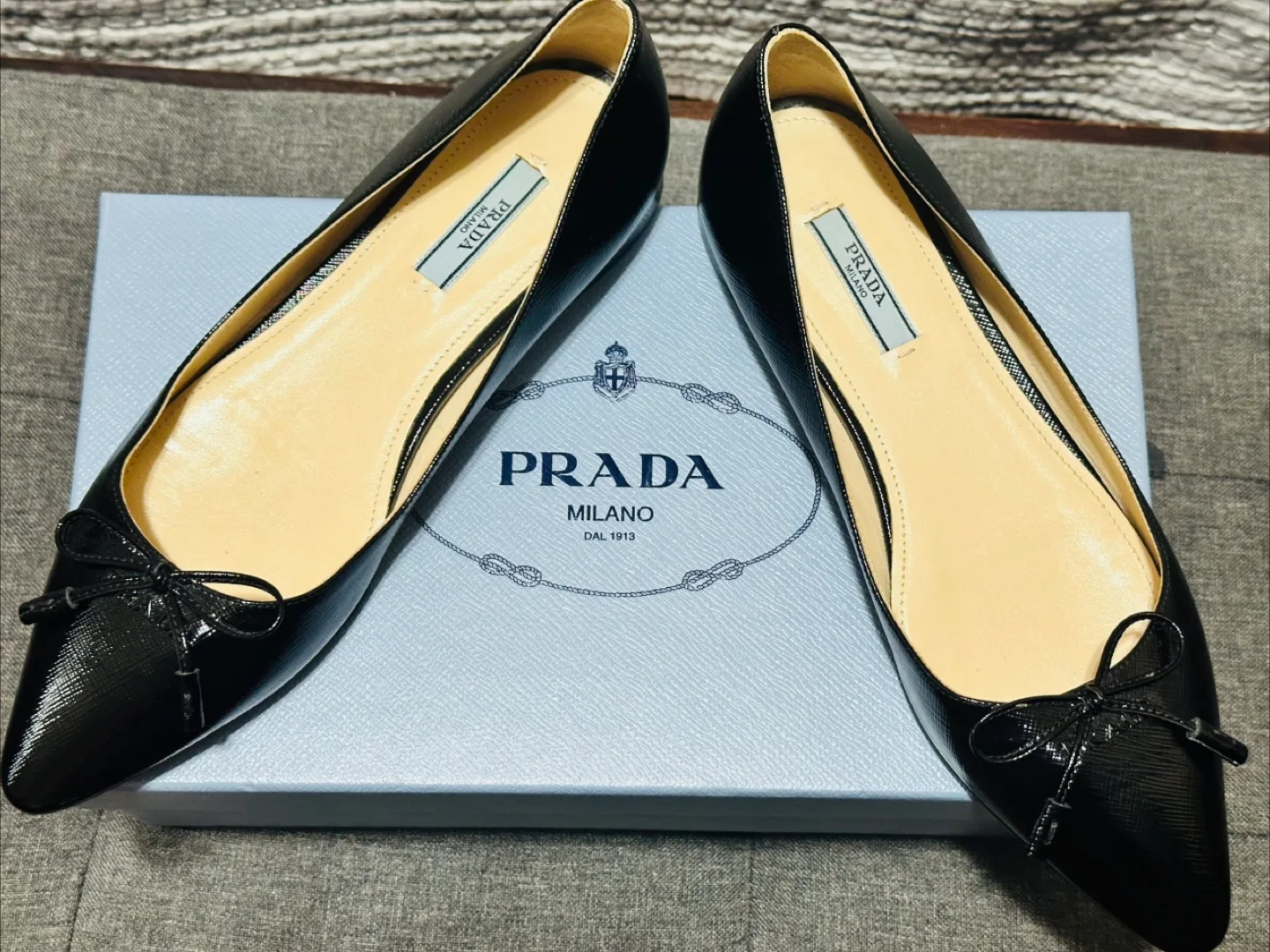 Prada Black Leather Ballet Flats - Size Unknown thumbnail
