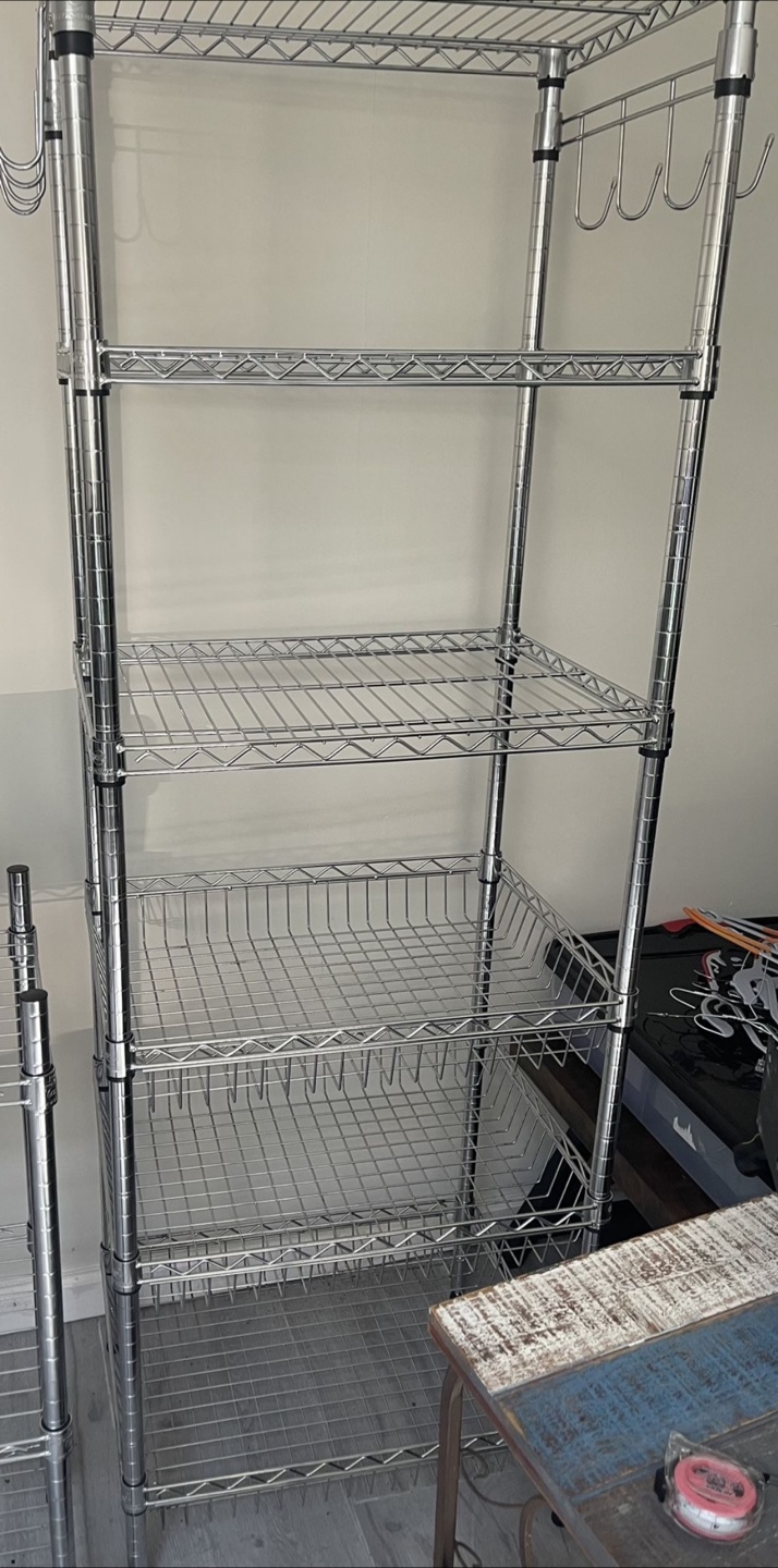 Heavy Duty Steel 6 Tier Wire Shelving Unit with 3 Baskets