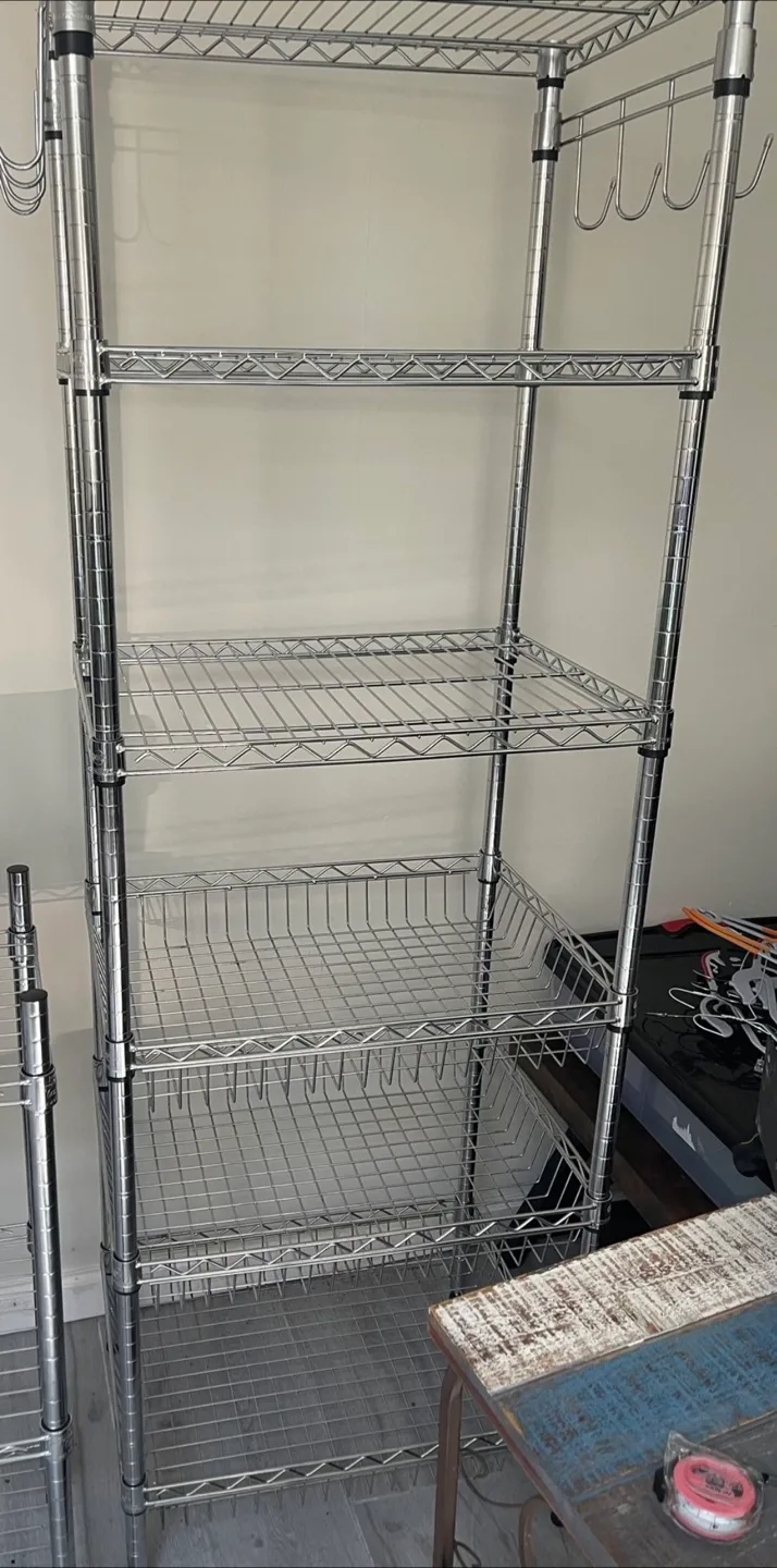 Heavy Duty Steel 6 Tier Wire Shelving Unit with 3 Baskets thumbnail