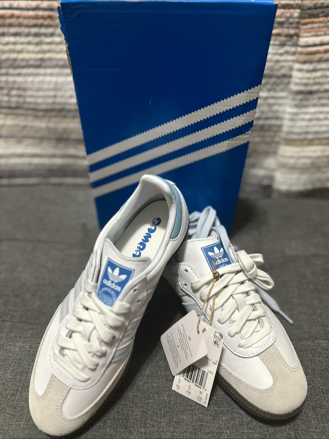 Adidas Samba OG Cloud White Blue - Size 5.5 thumbnail