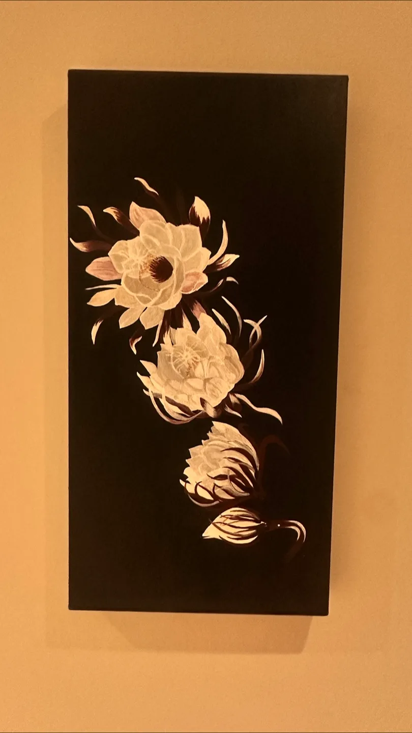 Floral Painting on Black Canvas thumbnail