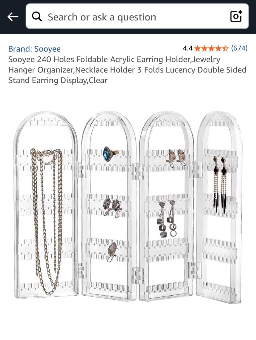 Sooyee Foldable Acrylic Earring Holder