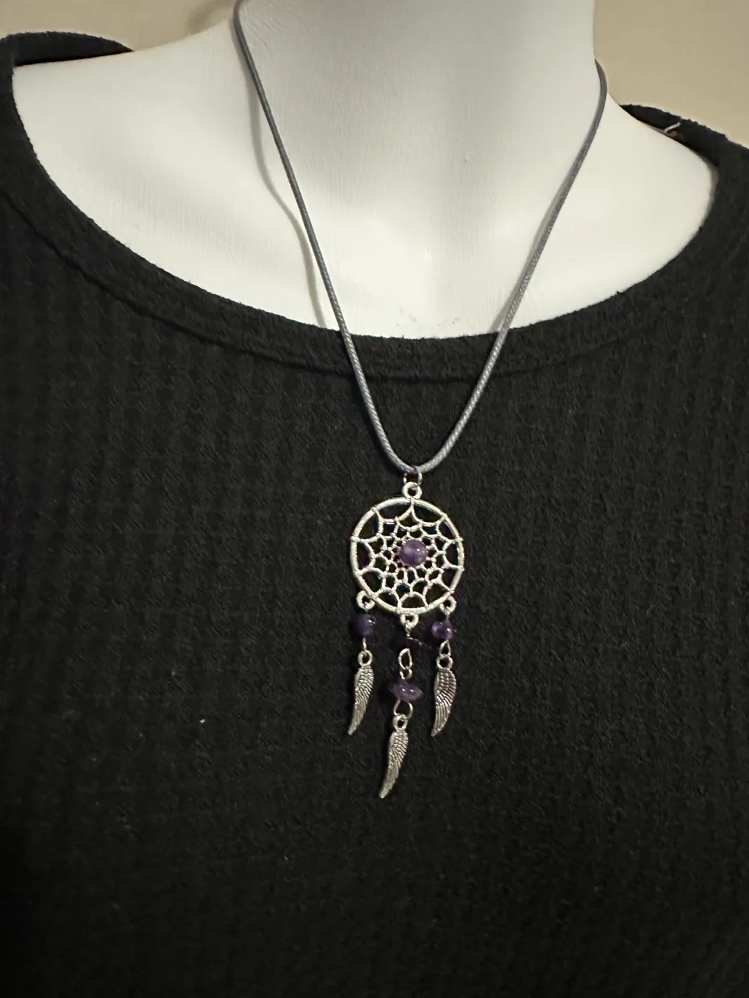 Dreamcatcher Necklace - Silver & Purple thumbnail