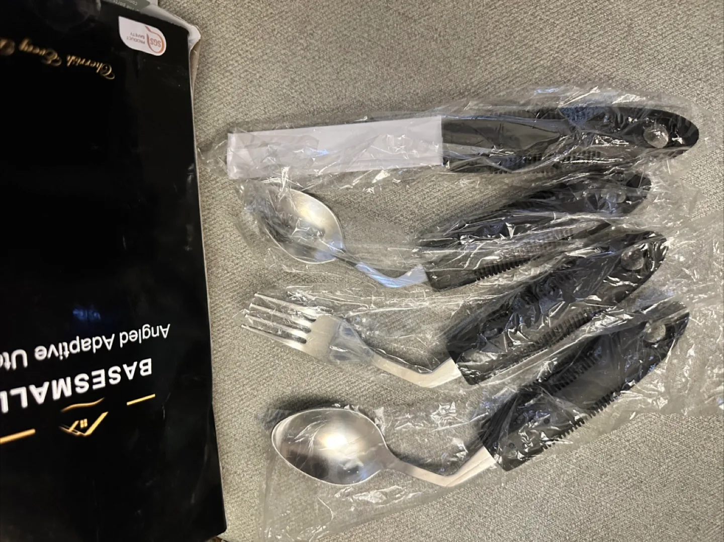 BASEMALL Angled Adaptive Utensils Left Handed Set - New thumbnail