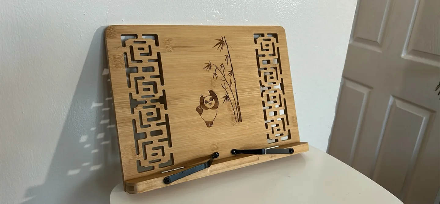 Bamboo Book Stand with Panda Design thumbnail