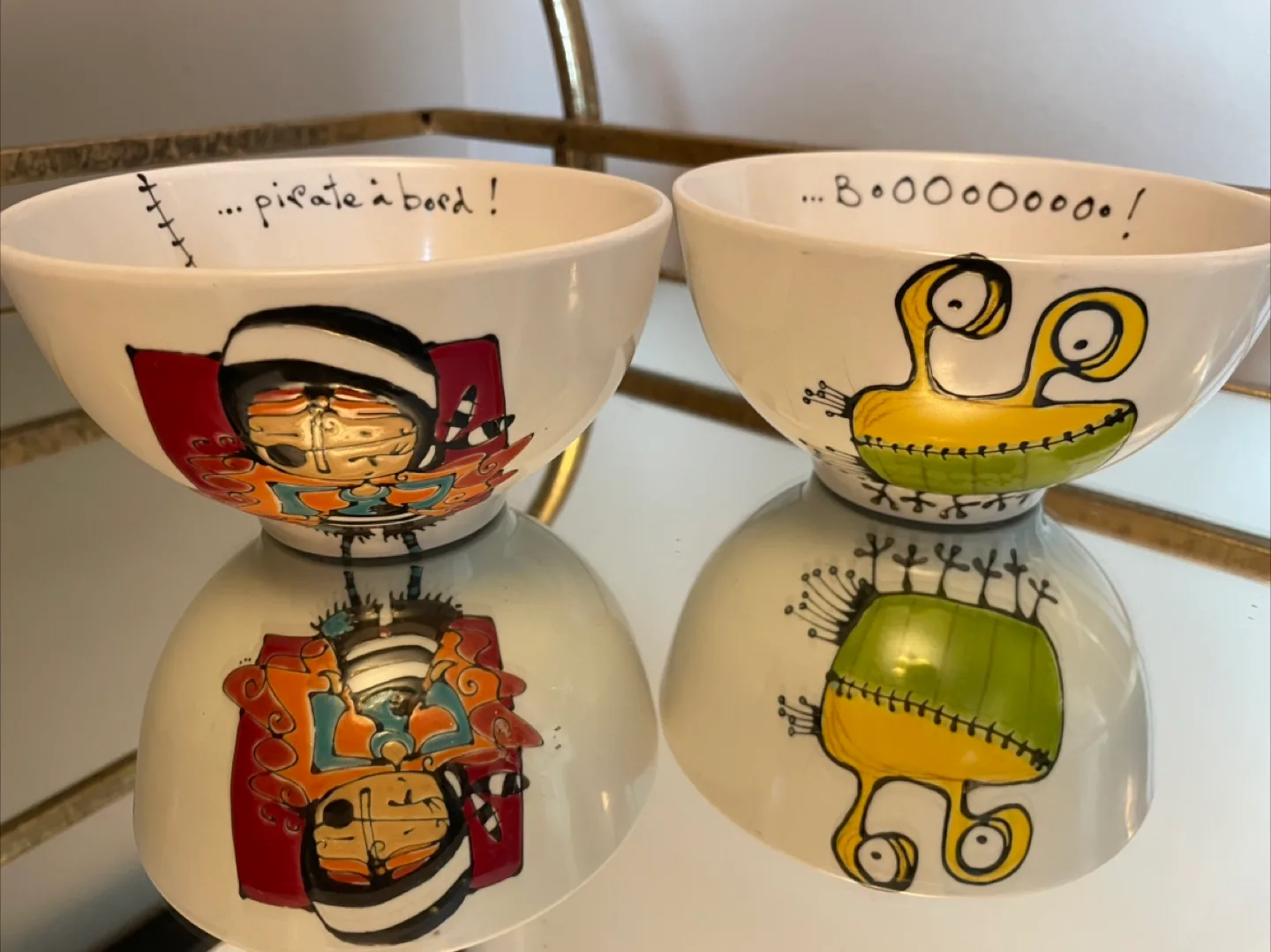 Rare Hand Painted Ceramic Bowls - Set of Two thumbnail