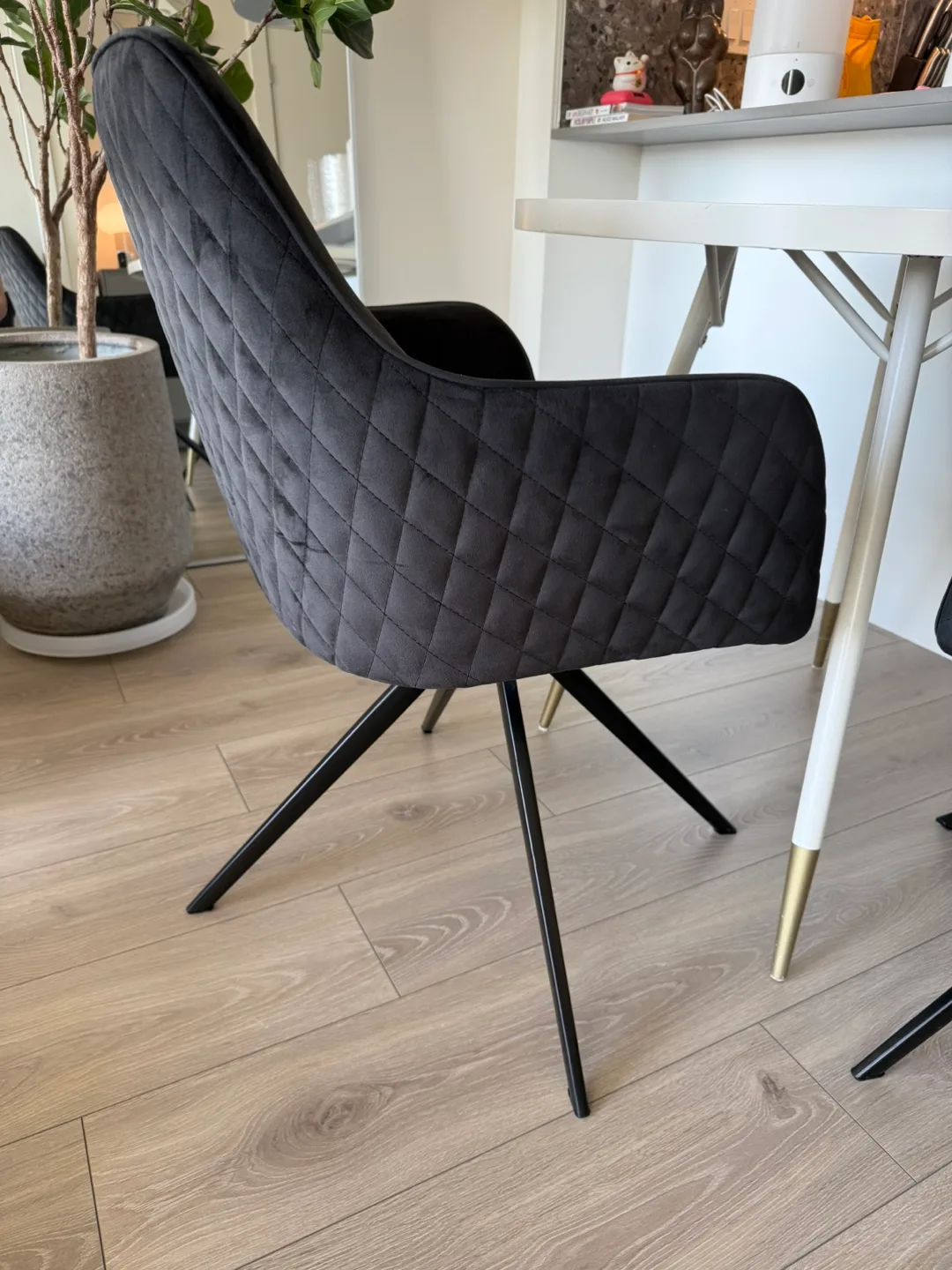 Two Black Velvet Dining Chair thumbnail