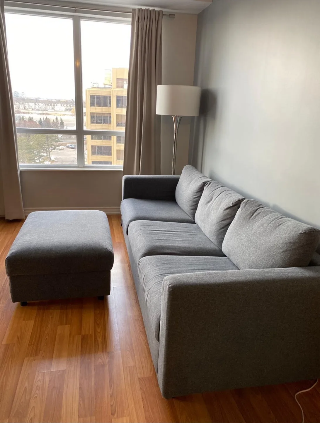 Ikea Grey sectional Sofa with Ottoman (DELIVERY AVAILABLE) thumbnail