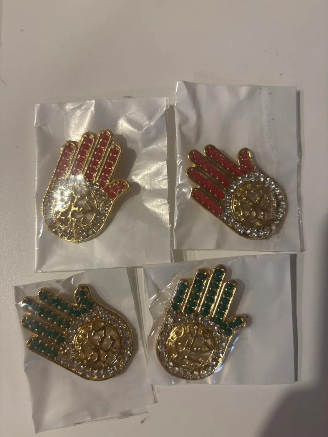 New Hussain Hand Pins - Gold with Red & Green thumbnail