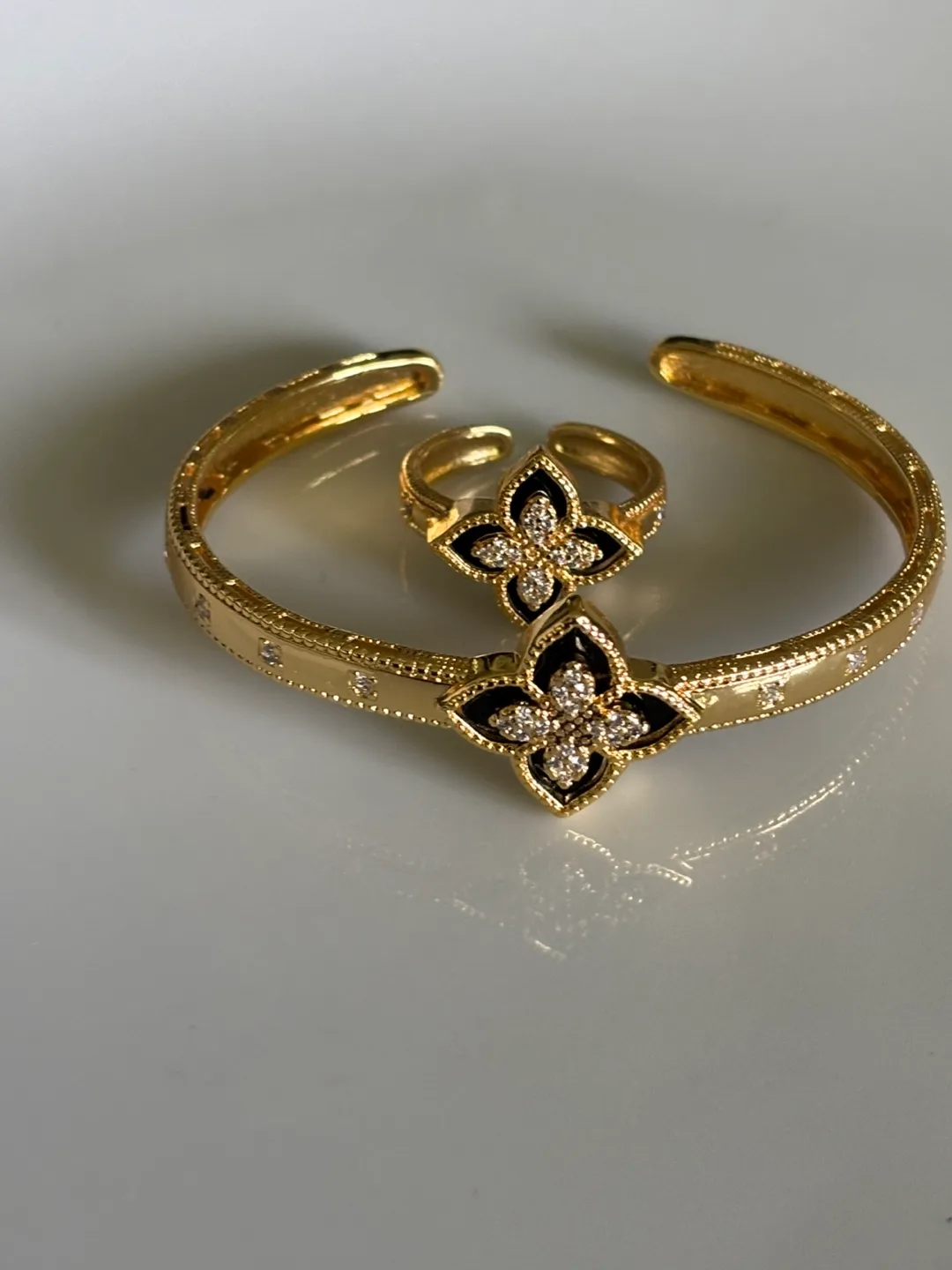 Gold Tone Bracelet & Ring Set thumbnail
