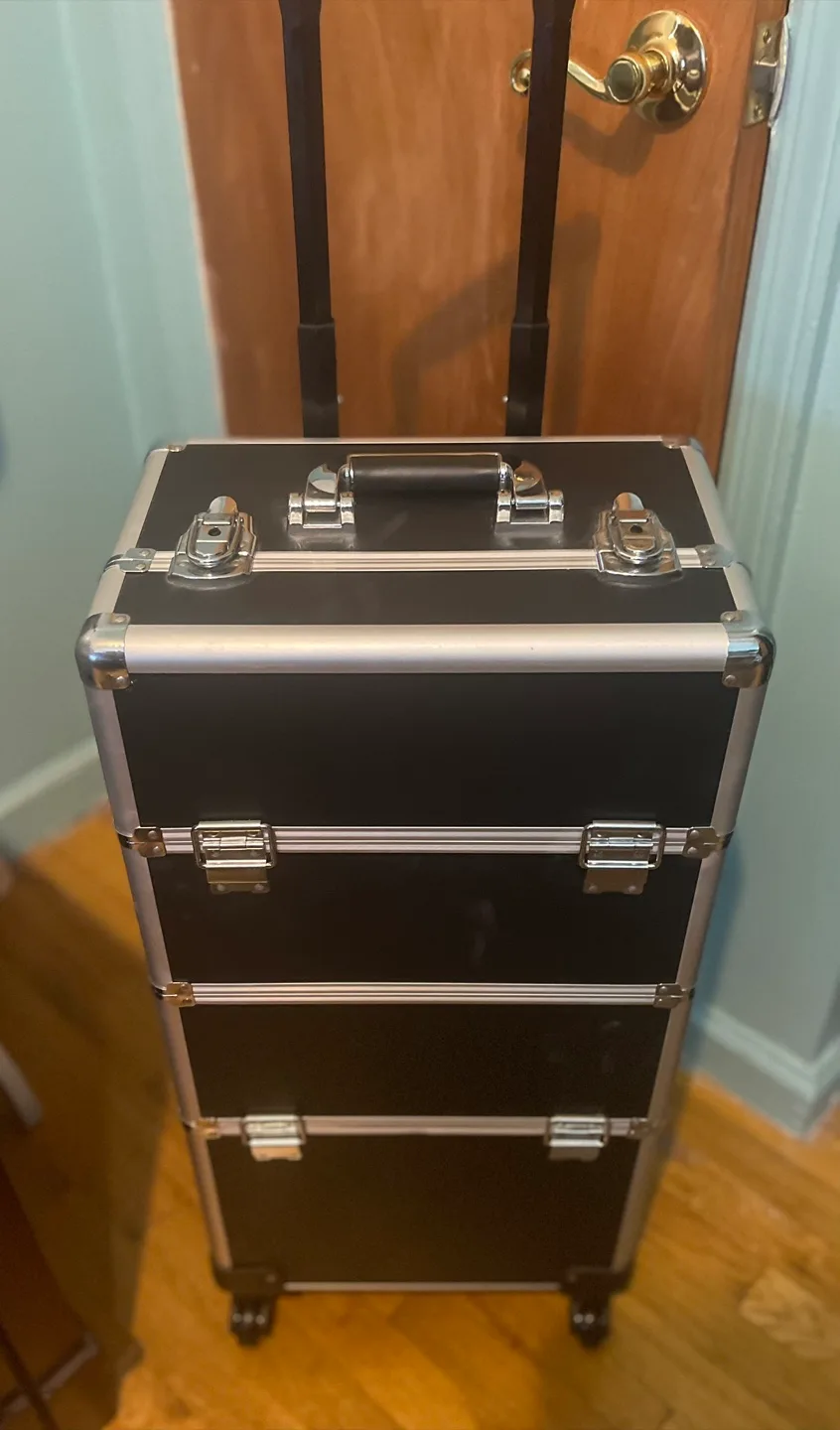 Rolling Makeup Train Case, Black thumbnail