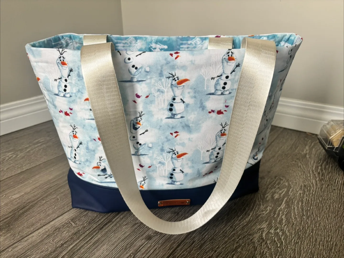Handmade "Frozen" Olaf Print Tote Bag thumbnail