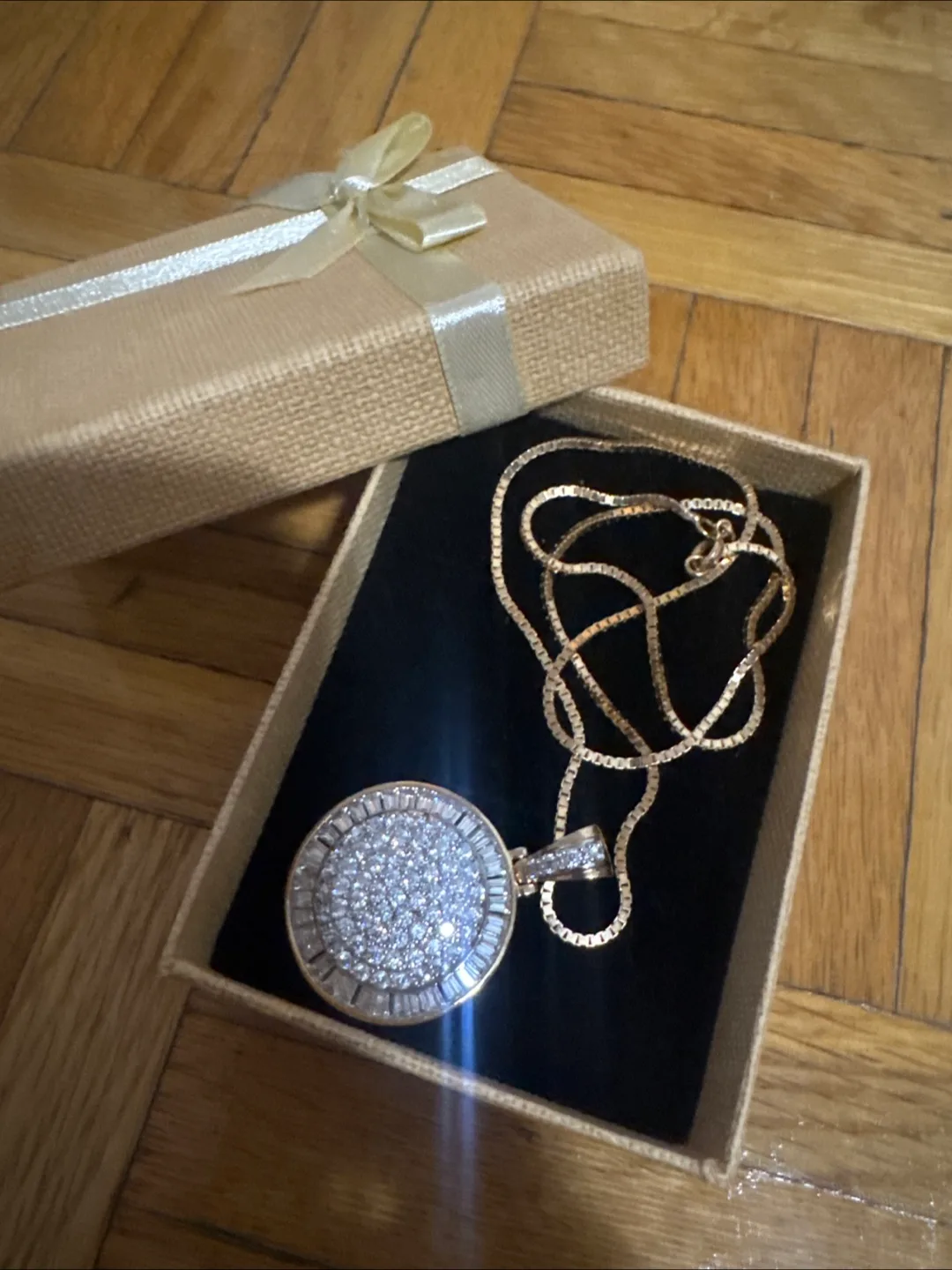 Gold Chain with Round Diamond Pendant thumbnail