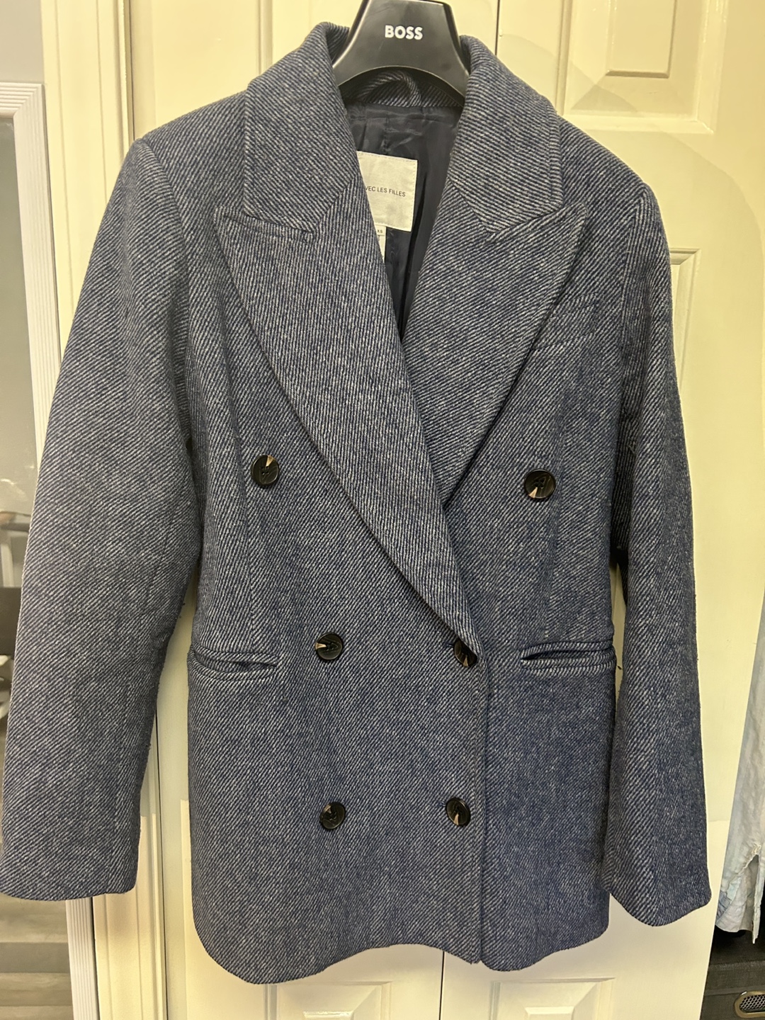 AVEC LES FILLES Blue Wool Blend Double Breasted Blazer - photo 3